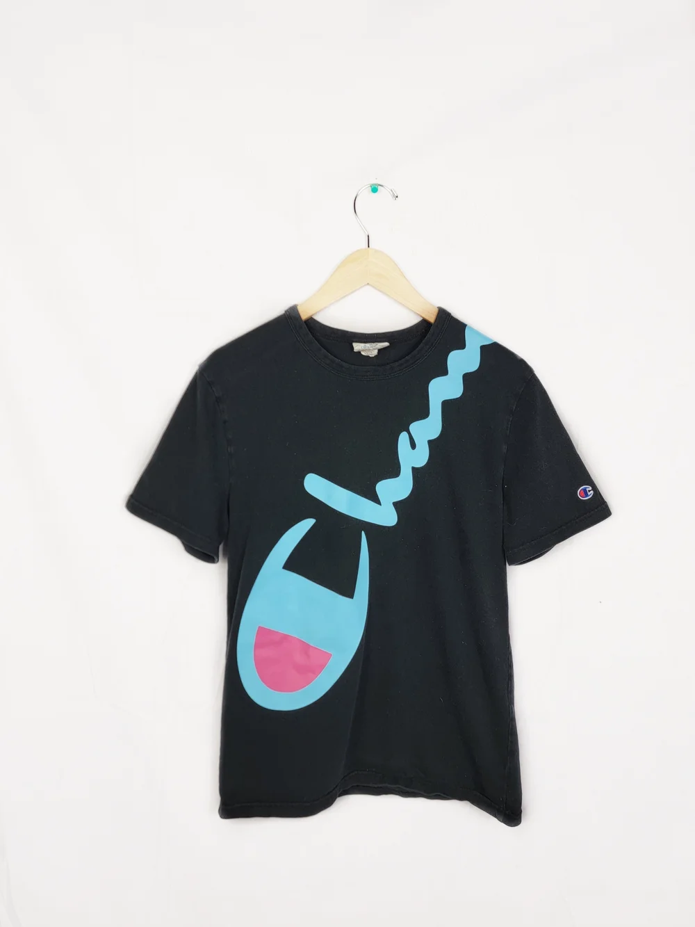 Men's Small Champion Heritage Diagonal Script Logo T-shirt. - Picture 1 of 5